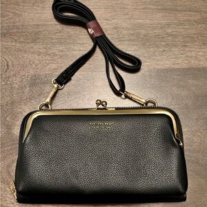 Montana West Black Leather Wallet with Crossbody Strap NWT